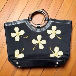 🌼 Claire V. Floral Handbag | Bamboo Handles | Silk Lined Vintage Tote
